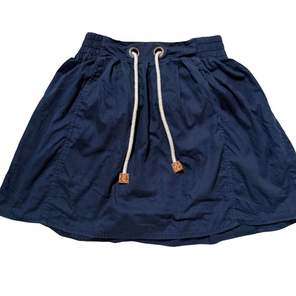 Zara Women's Basic Navy Blue A Line Mini Skirt Drawstring